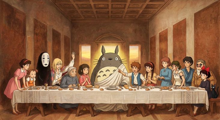 A Hayao Miyazaki character walks into The Last Supper