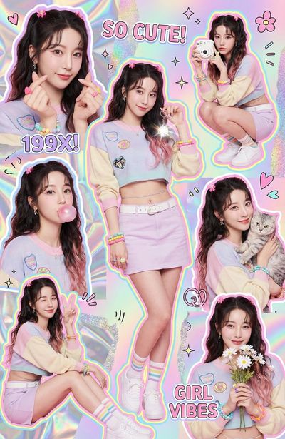 Y2K girl sticker style collage poster