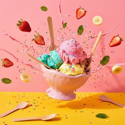 Ice cream explosion dessert advertisement