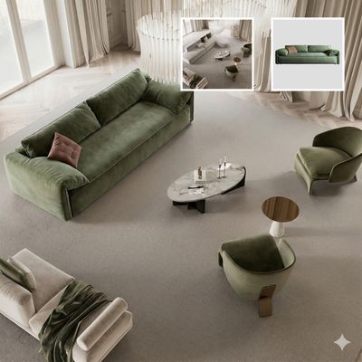 Replace Living Room Sofa with New Green Model